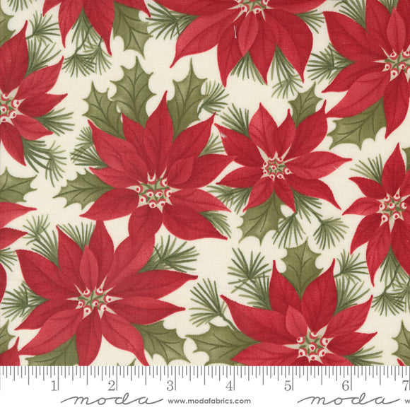 A Christmas Carol Promising Poinsettia Snowflake Ydg for Moda - 44350 11 - PRICE PER 1/2 YARD