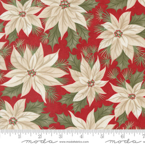 A Christmas Carol Promising Poinsettia Crimson Ydg for Moda - 44350 13 - PRICE PER 1/2 YARD