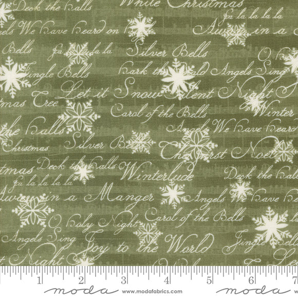 A Christmas Carol Christmas Carols Text Holly Ydg for Moda - 44354 15 - PRICE PER 1/2 YARD