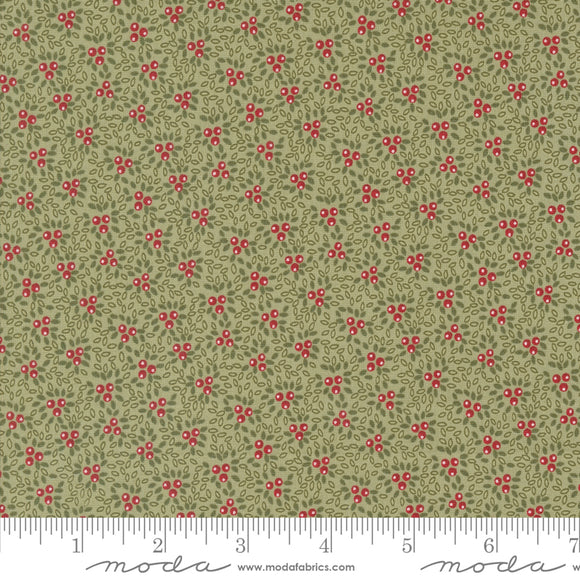 A Christmas Carol Berry Bunches Sage Ydg for Moda - 44356 14 - PRICE PER 1/2 YARD