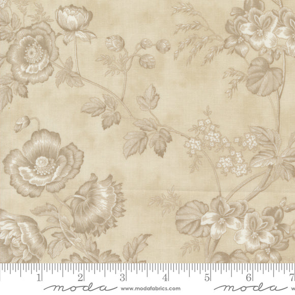 3 Sisters Favorite Vintage Linens Florals Taupe Ydg for Moda - 44360 15 - PRICE PER 1/2 YARD