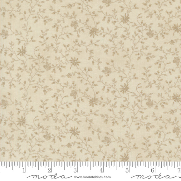 3 Sisters Favorite Vintage Linens Leaf Vine Butterfly Taupe Ydg for Moda - 44361 15 - PRICE PER 1/2 YARD