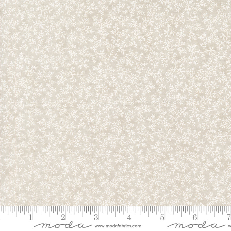 3 Sisters Favorite Vintage Linens Poetic Vines Silver Ydg for Moda - 44363 14 - PRICE PER 1/2 YARD