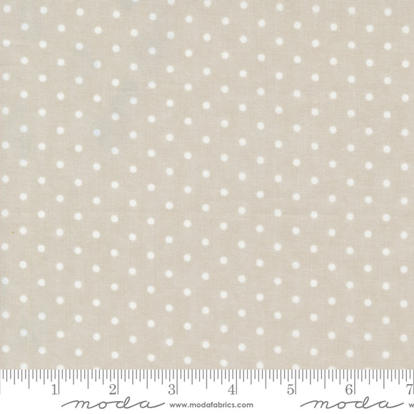 3 Sisters Favorite Vintage Linens Perfect Dots Silver Ydg for Moda - 44365 14 - PRICE PER 1/2 YARD