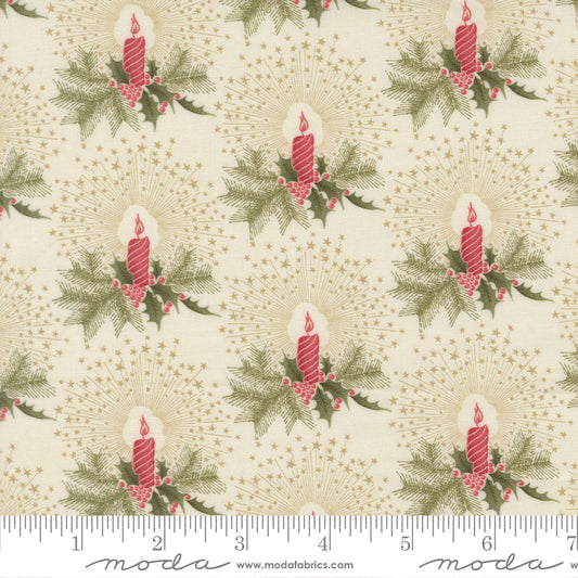 Candlelight Christmas Cream Yardage for Moda - 44424 11 - PRICE PER 1/2 Yard