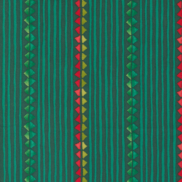 Winterly Christmas Ribbon Stripes Spruce Yardage for Moda - 48763 18 - PRICE PER 1/2 YARD