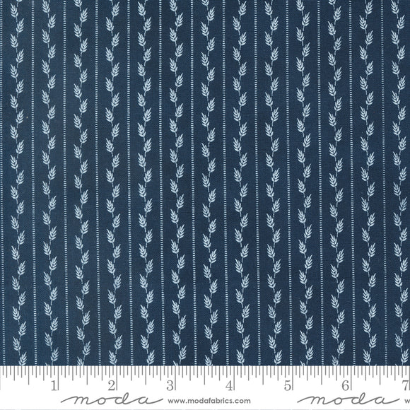 American Gatherings II Wheat Stripes Loyal Blue Yardage for Moda 49241 13 - PRICE PER 1/2 YARD