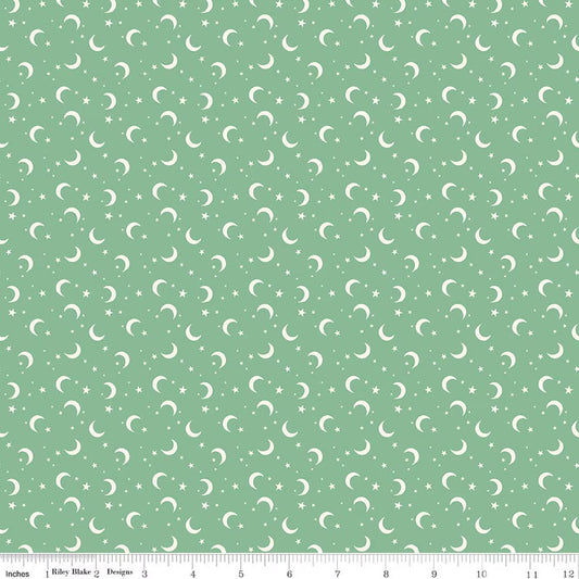 Frank and Friends Moon & Stars Green Yardage by My Mind’s Eye for RBD C17477-GREEN- PRICE PER 1/2 YARD