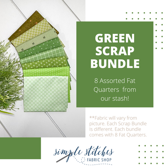 SCRAP BUNDLE Green Simple Bundle (8) Fat Quarters