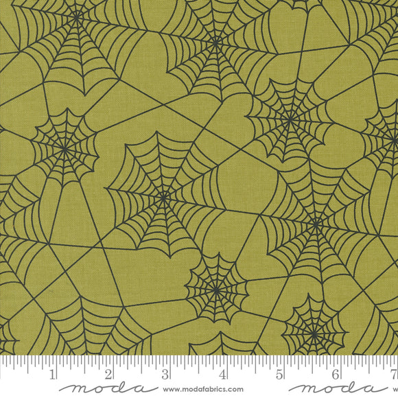 Hey Boo Spider Webs Witchy Green Yardage for Moda - 5213 17  - PRICE PER 1/2 YARD