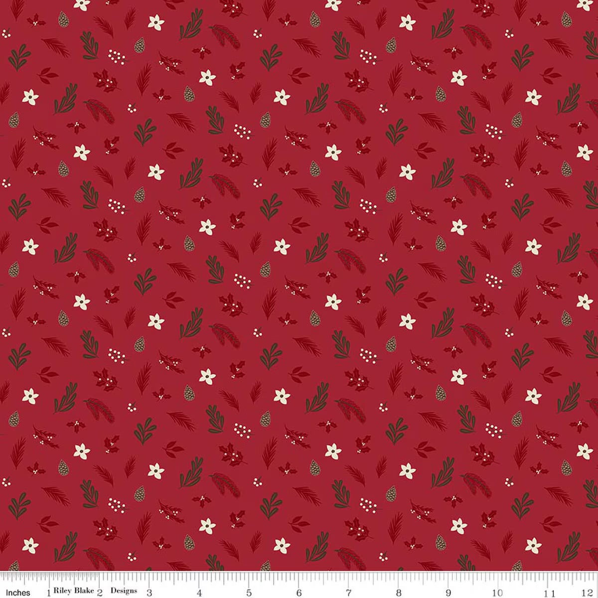 Christmas Time Foliage Red Yardage by Dani Mogstad for RBD-C17823-RED - PRICE PER 1/2 YARD