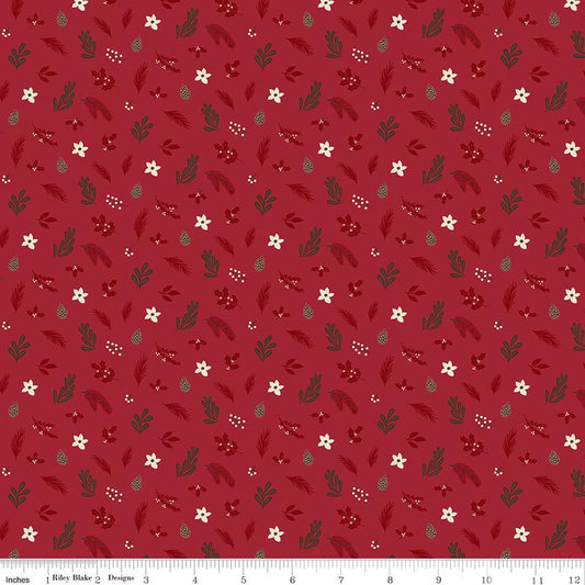 Christmas Time Foliage Red Yardage by Dani Mogstad for RBD-C17823-RED - PRICE PER 1/2 YARD