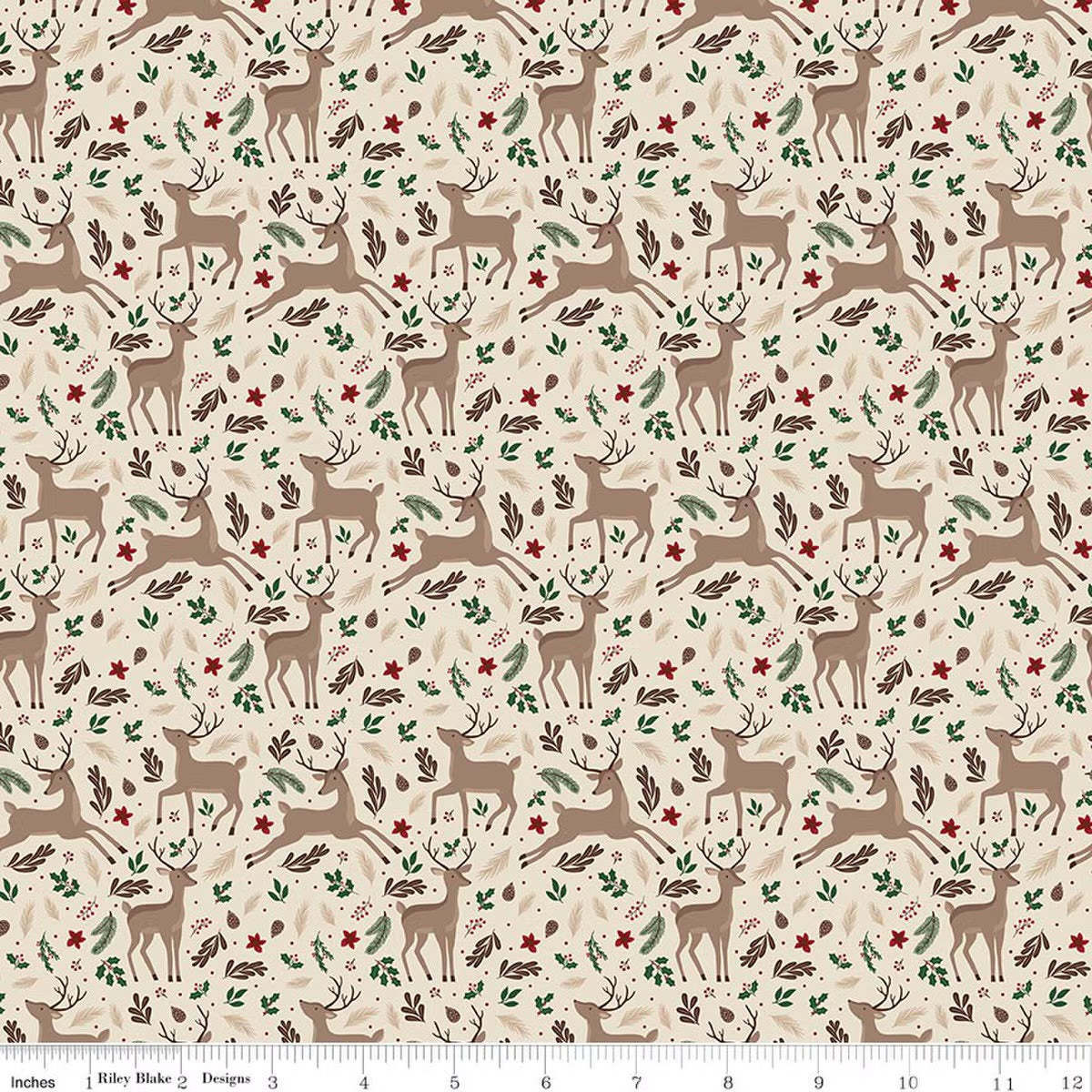 Christmas Time Deer Linen Yardage by Dani Mogstad for RBD-C17821-LINEN- PRICE PER 1/2 YARD