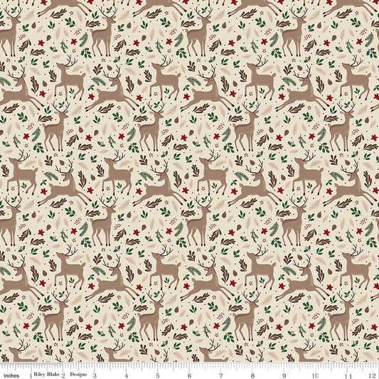 Christmas Time Deer Linen Yardage by Dani Mogstad for RBD-C17821-LINEN- PRICE PER 1/2 YARD