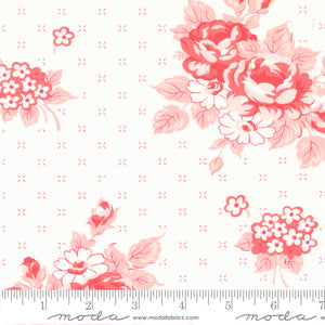Lighthearted Rosy Large Floral Cream Pink Ydg by for Moda - 55290 31 - PRICE PER 1/2 YARD