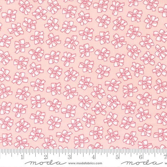 Lighthearted Ribbon Novelty Bows Light Pink Yardage by for Moda - 55293 17 - PRICE PER 1/2 YARD