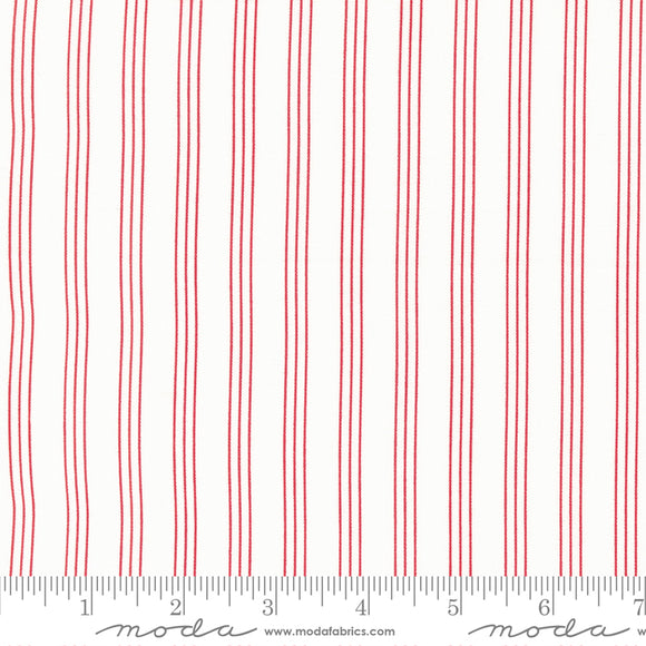 Lighthearted Stripe Cream Red Yardage by for Moda - 55296 11 - PRICE PER 1/2 YARD