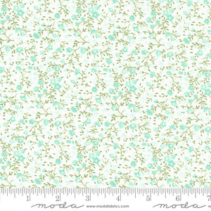 Lighthearted Meadow Small Floral Cream Aqua Ydg by for Moda - 55297 21 - PRICE PER 1/2 YARD