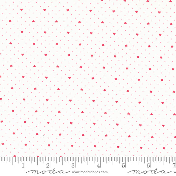 Lighthearted Heart Dots Cream Red Ydg by for Moda - 55298 11 - PRICE PER 1/2 YARD