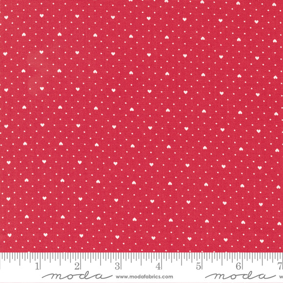 Lighthearted Heart Dots Red Ydg by for Moda - 55298 12 - PRICE PER 1/2 YARD