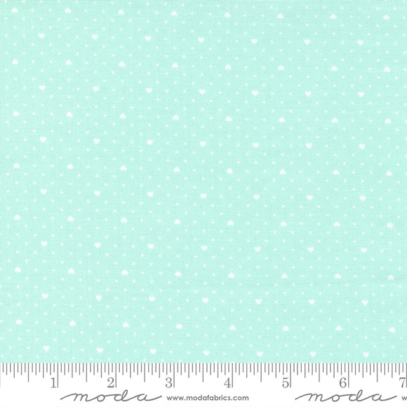 Lighthearted Heart Dots Aqua Ydg by for Moda - 55298 13 - PRICE PER 1/2 YARD
