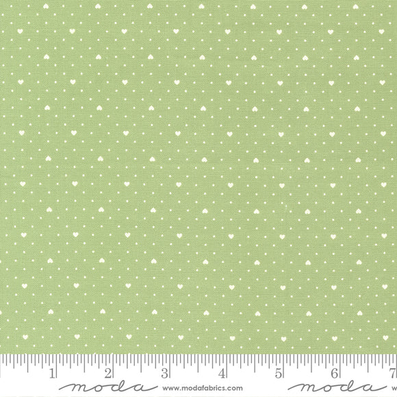 Lighthearted Heart Dots Green Ydg by for Moda - 55298 19 - PRICE PER 1/2 YARD