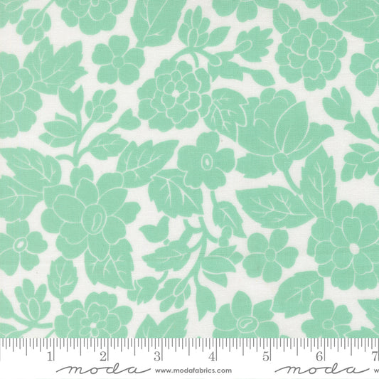 Bloomsberry White Aqua Yardage for Moda - 55351 11- PRICE PER 1/2 YARD