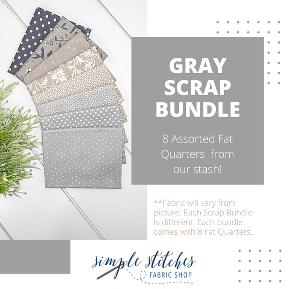 SCRAP BUNDLE Gray Simple Bundle (8) Fat Quarters