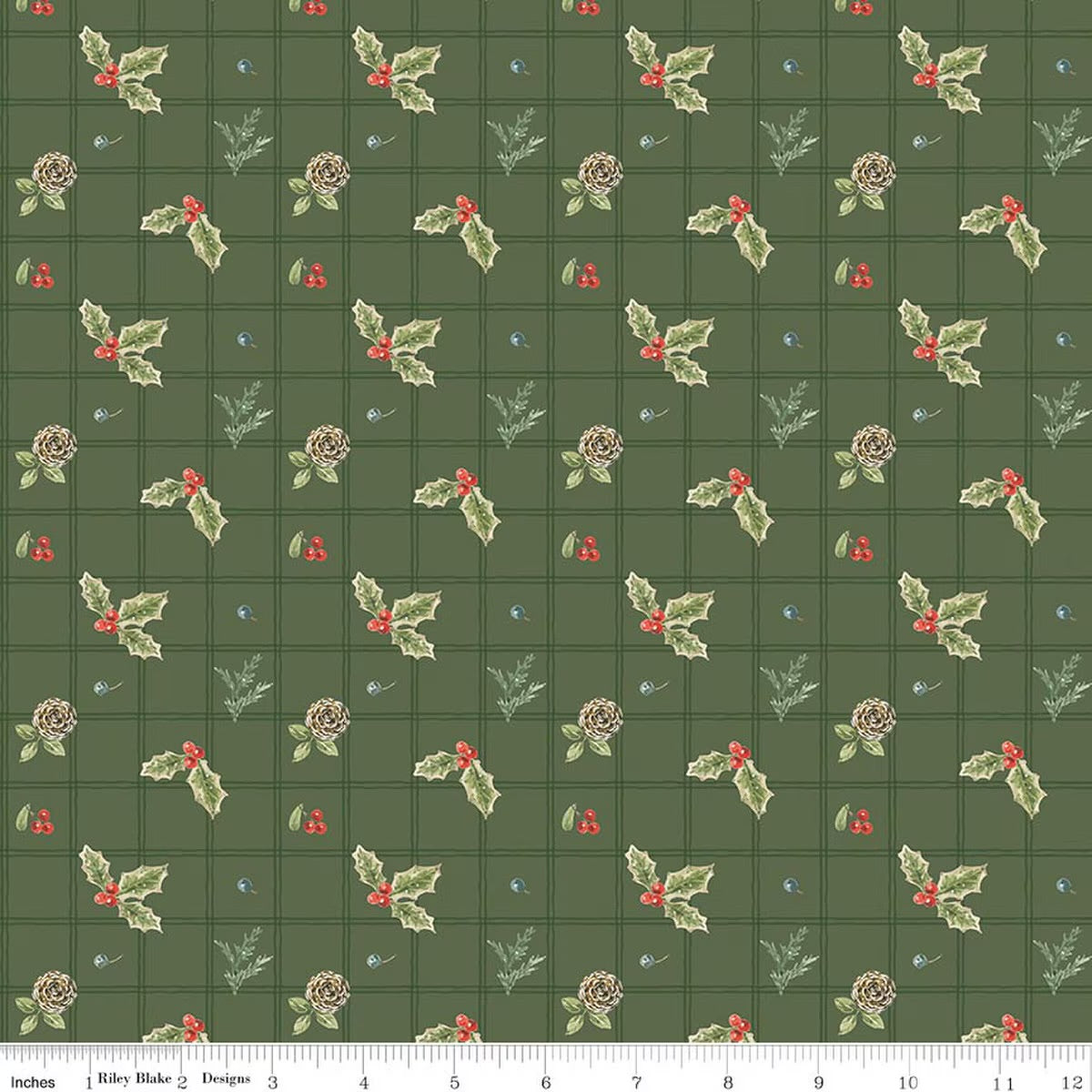 Holiday Spirit Holly Green for Riley Blake -CD17462-GREEN - PRICE PER 1/2 YARD
