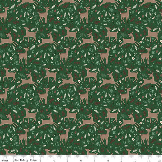Christmas Time Deer Forest Yardage by Dani Mogstad for RBD-C17821-FOREST- PRICE PER 1/2 YARD