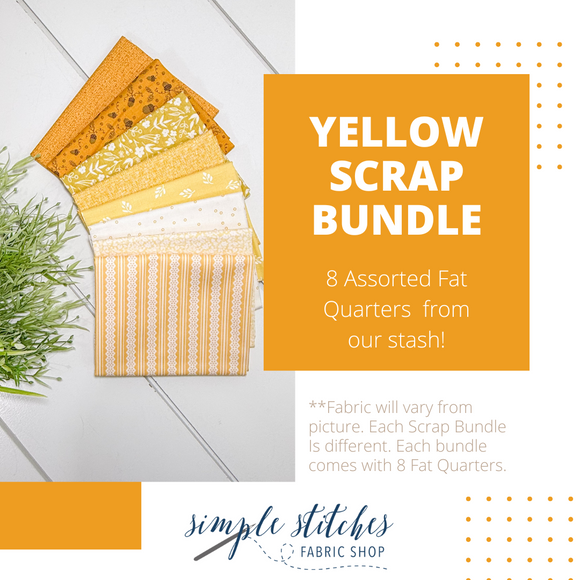 SCRAP BUNDLE Yellow Simple Bundle (8) Fat Quarters