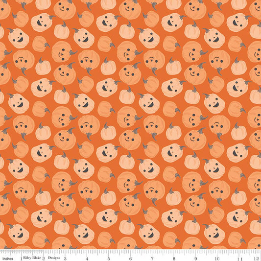 Frank and Friends Pumpkins Orange Yardage by My Mind’s Eye for RBD C17472-ORANGE- PRICE PER 1/2 YARD