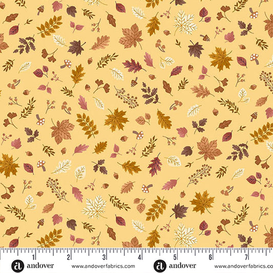 Hello Autumn Foliage Cascade Yellow Yardage for Andover - MU-097-Y - PRICE PER 1/2 YARD