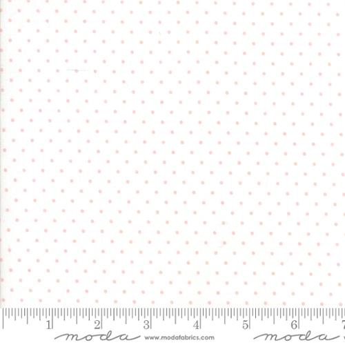 Essential Dots White Baby Pink Yardage by Moda 8654-59- PRICE PER 1/2 YARD