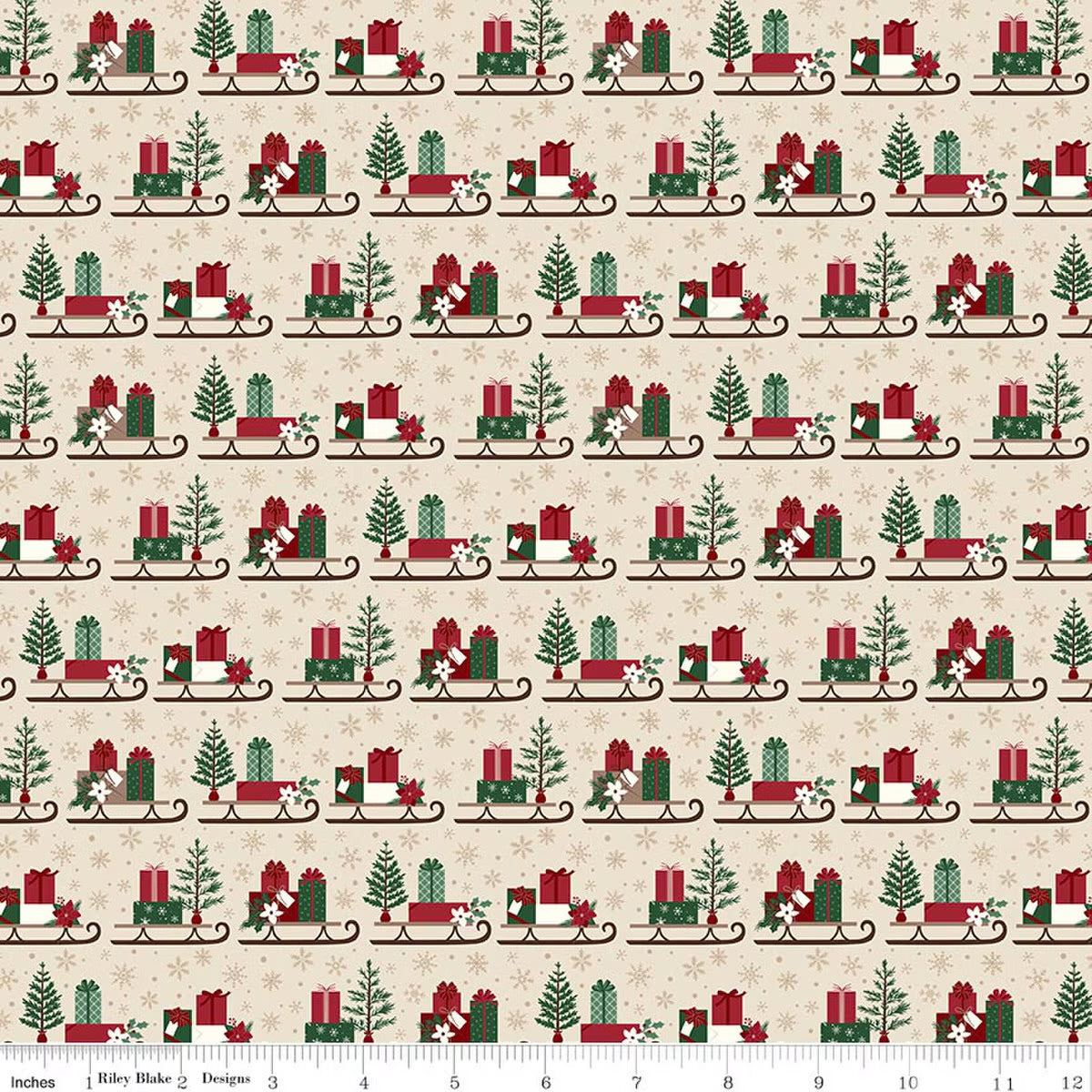 Christmas Time Sleds Linen Yardage by Dani Mogstad for RBD-C17822-LINEN - PRICE PER 1/2 YARD
