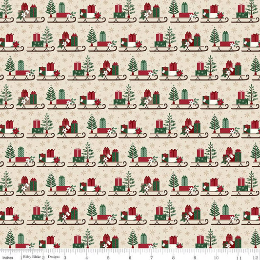 Christmas Time Sleds Linen Yardage by Dani Mogstad for RBD-C17822-LINEN - PRICE PER 1/2 YARD