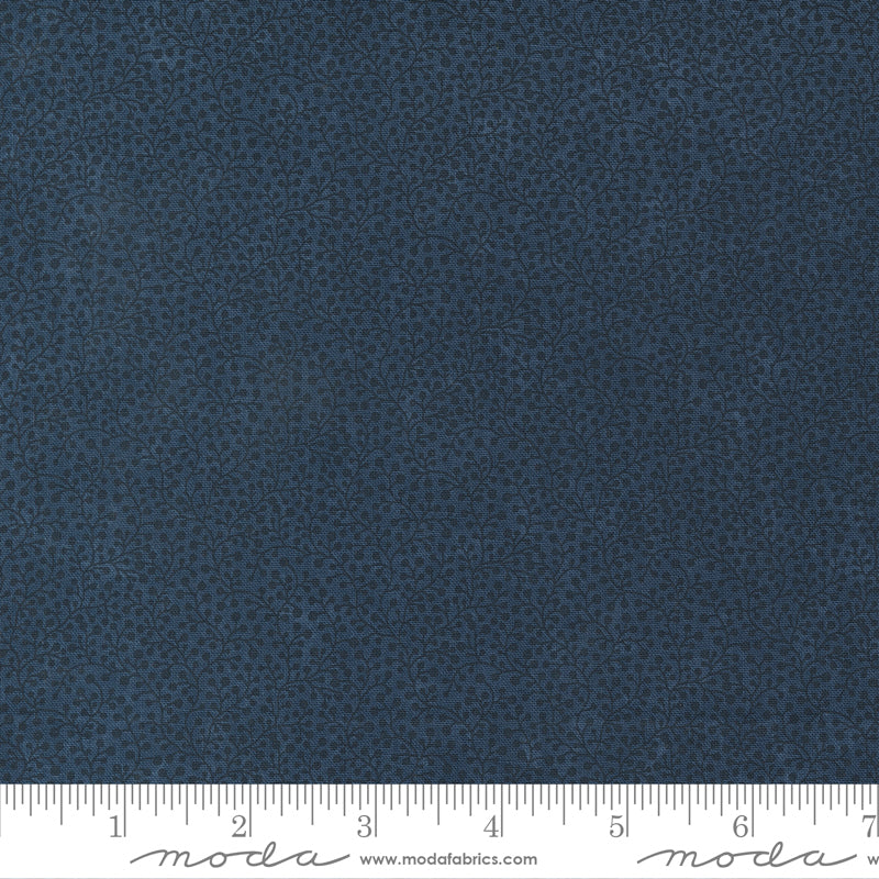 Fluttering Leaves Faded Vines Blue Spruce Ydg for Moda 9737 14 - PRICE PER 1/2 YARD