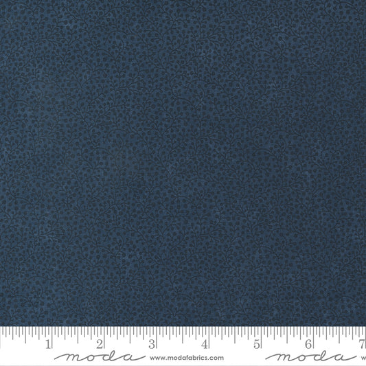 Fluttering Leaves Faded Vines Blue Spruce Ydg for Moda 9737 14 - PRICE PER 1/2 YARD