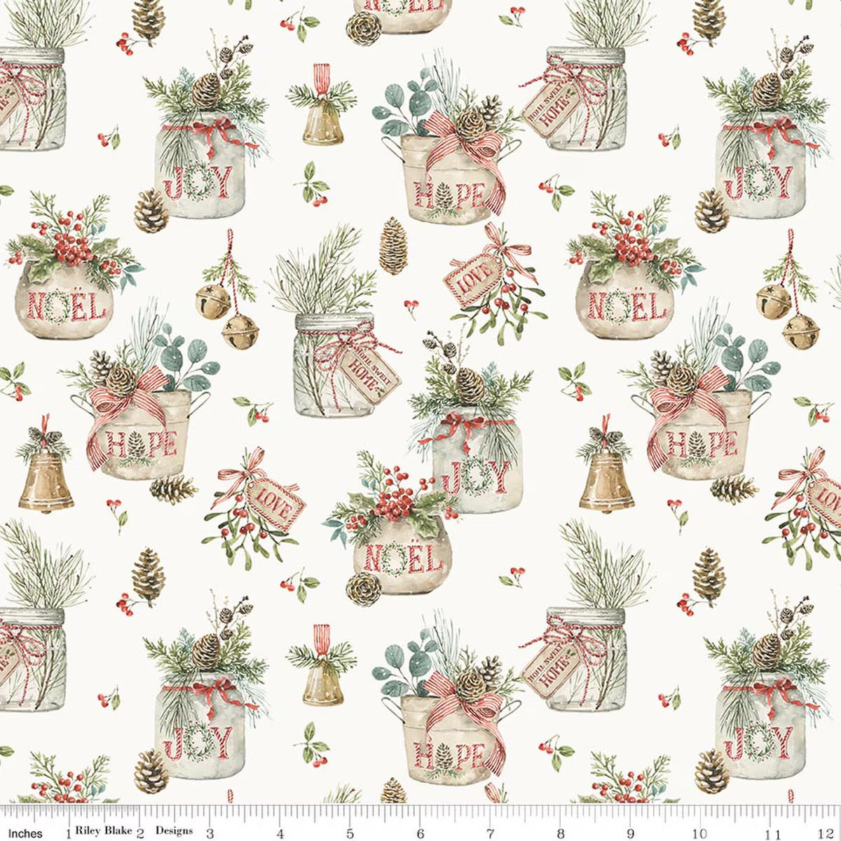 Holiday Spirit Main Cream for Riley Blake -C17460-CREAM - PRICE PER 1/2 YARD