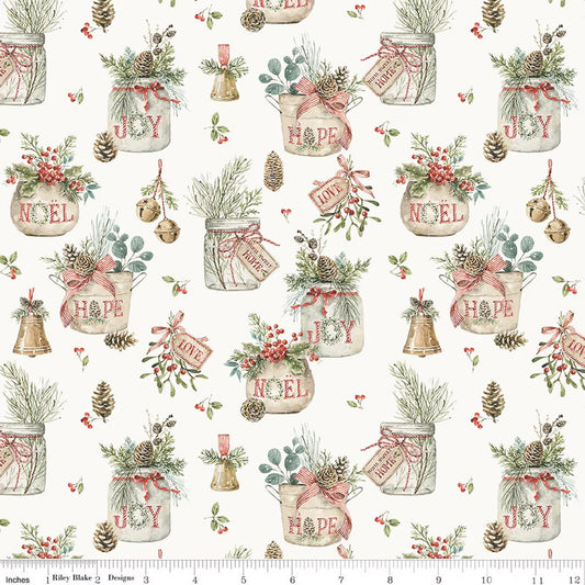 Holiday Spirit Main Cream for Riley Blake -C17460-CREAM - PRICE PER 1/2 YARD