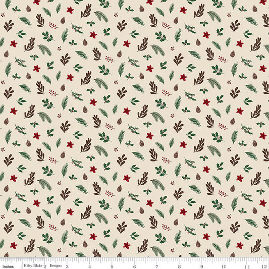 Christmas Time Foliage Linen Yardage by Dani Mogstad for RBD-C17823-LINEN - PRICE PER 1/2 YARD