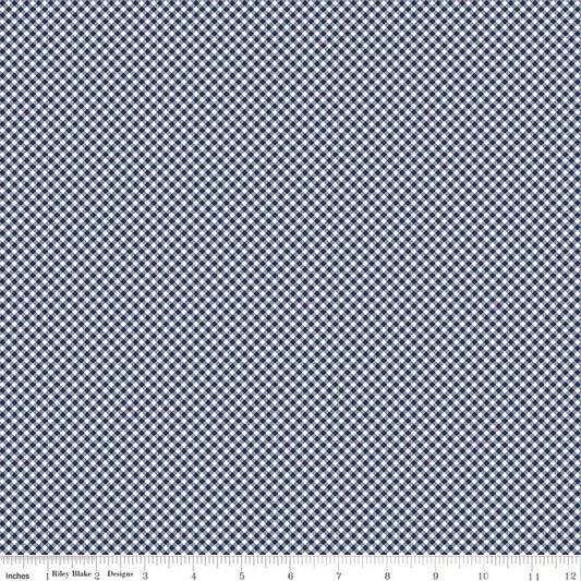 Seasonal Basics Gingham Navy for RBD C777-NAVY - PRICE PER 1/2 YARD