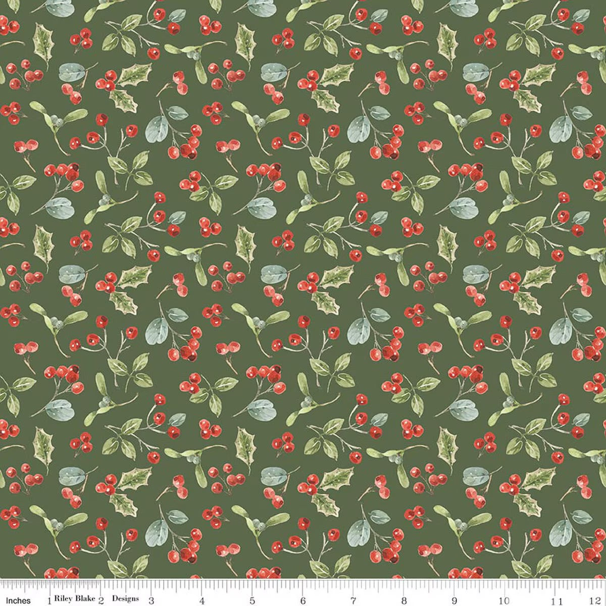 Holiday Spirit Berries Green for Riley Blake -C17463-GREEN - PRICE PER 1/2 YARD