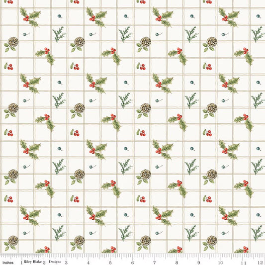 Holiday Spirit Holly Cream for Riley Blake -C17462-CREAM - PRICE PER 1/2 YARD