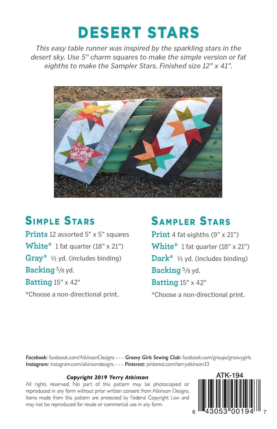 Desert Stars Paper Pattern by Atkinson Design
