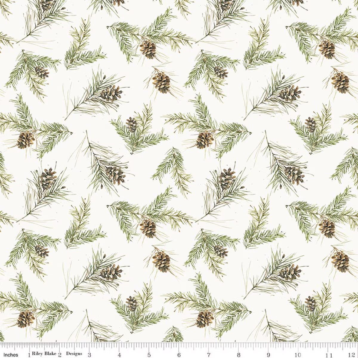 Holiday Spirit Pinecones Cream for Riley Blake -C17464-CREAM - PRICE PER 1/2 YARD