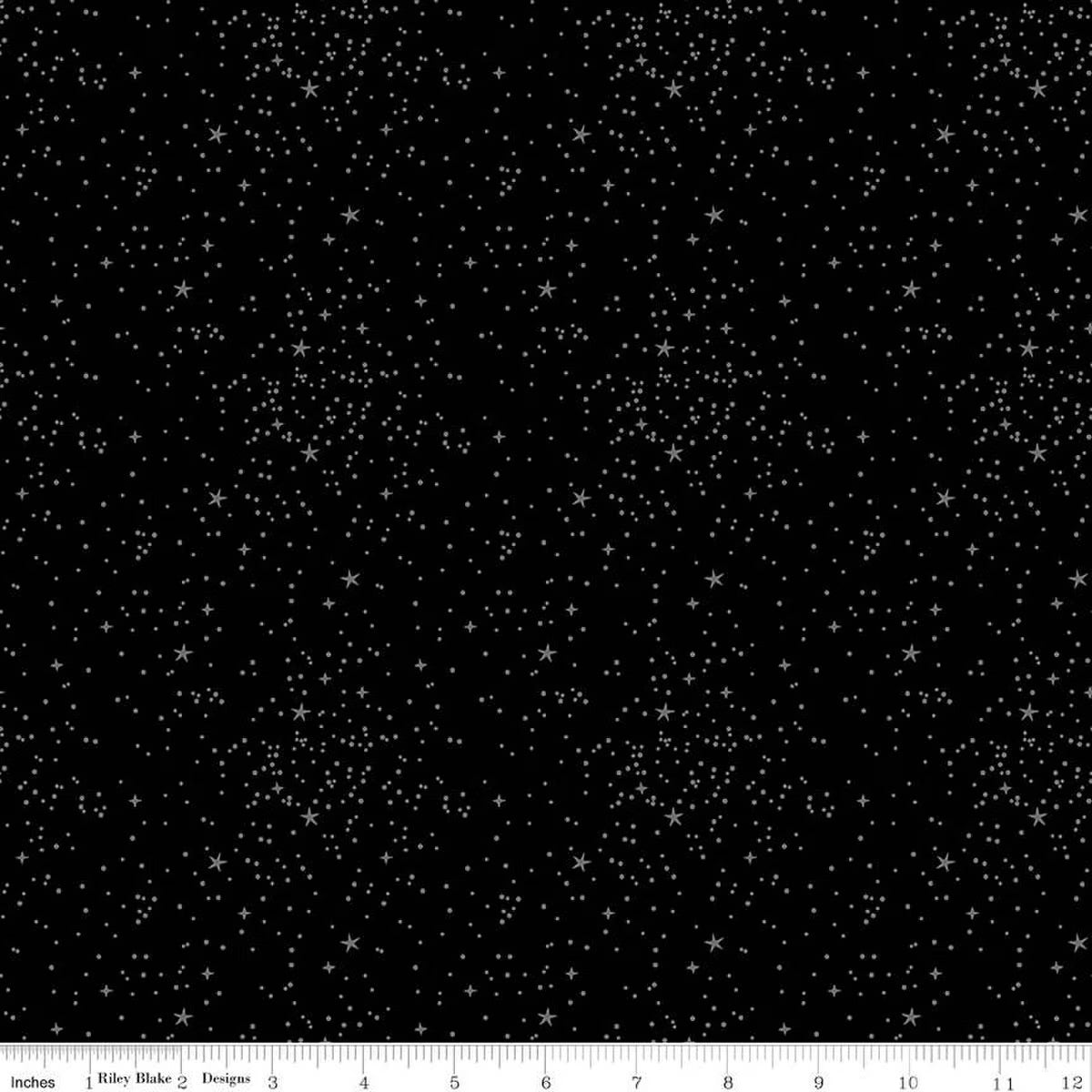 Blackout Stars Black Yardage by RBD Designers for RBD-C16244-BLACK - PRICE PER 1/2 YARD