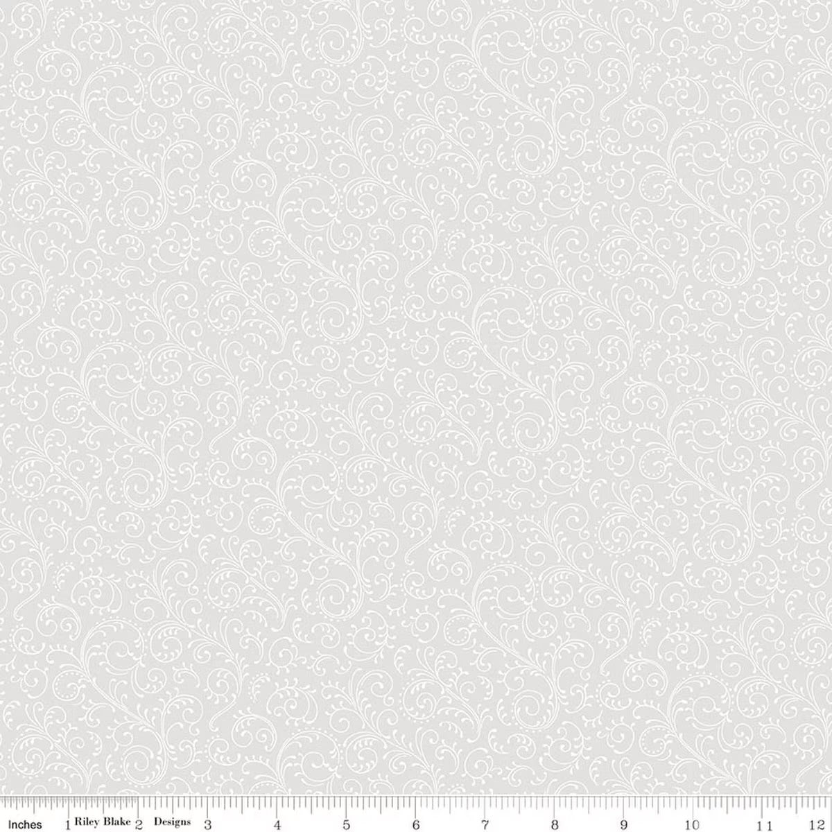 Elegant Essentials Scroll White Pearl for Riley Blake -CPL852-WHITE - PRICE PER 1/2 YARD