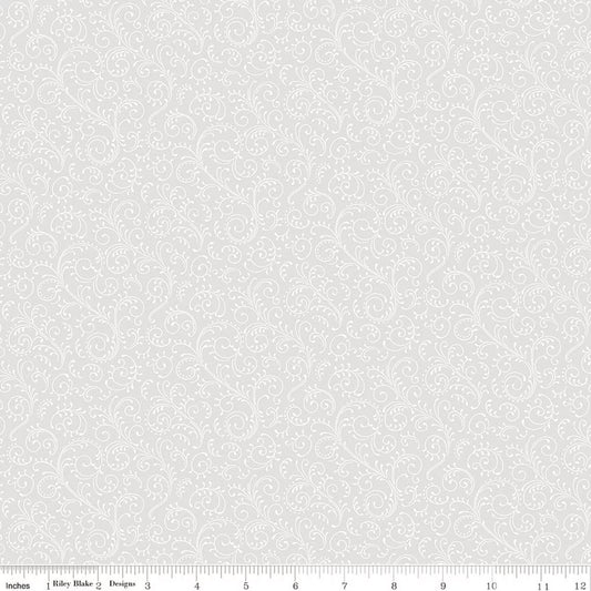 Elegant Essentials Scroll White Pearl for Riley Blake -CPL852-WHITE - PRICE PER 1/2 YARD