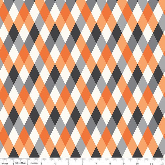 Frank and Friends Diamonds Orange Yardage by My Mind’s Eye for RBD C17473-ORANGE - PRICE PER 1/2 YARD